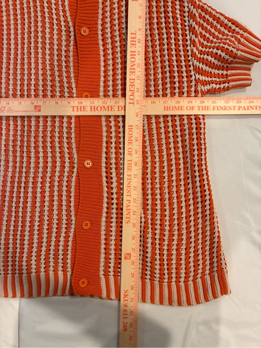 PacSun Orange and White Short-Sleeve Knit Cardigan - Picture 6 of 6